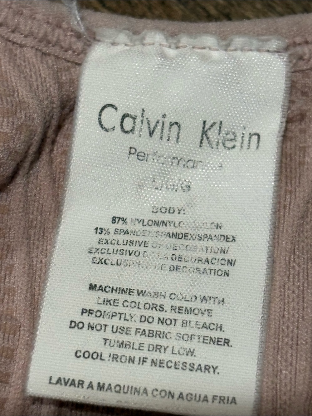 Calvin Klein Dusty Pink Activewear Top with Black Logo Trim - Picture 2 of 3